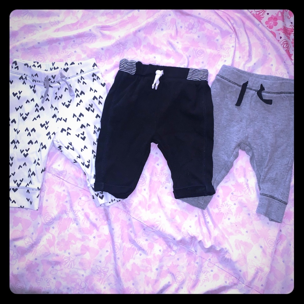 Baby Boy Black & Gray Jogger Pants Set 3m 6m 3-6m